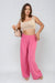 High waist wide leg trousers with pleated front and elastic waistband