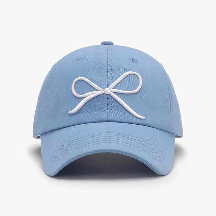 Bow embroidered cotton baseball cap for women – soft and stylish casual wear