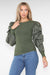 Oversized Puff Sleeves Ribbed Knit Top for Women – One Size UK 6–12