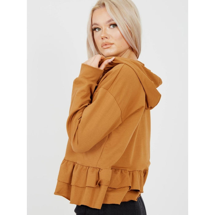 Camel Frill Hoodie - Samanta Factory