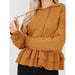 Women's Layered Frill Hem Hooded Top with Adjustable Drawstring