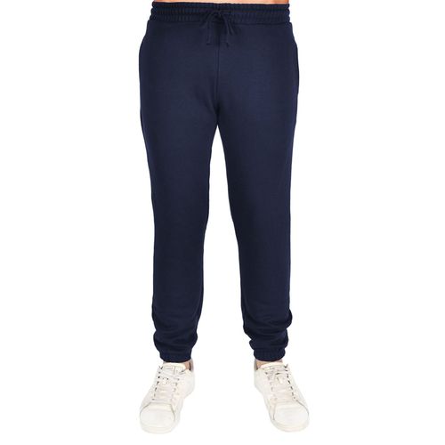 Men's navy joggers with elasticated cuffs – cotton-blend gym and casual sweatpants UK