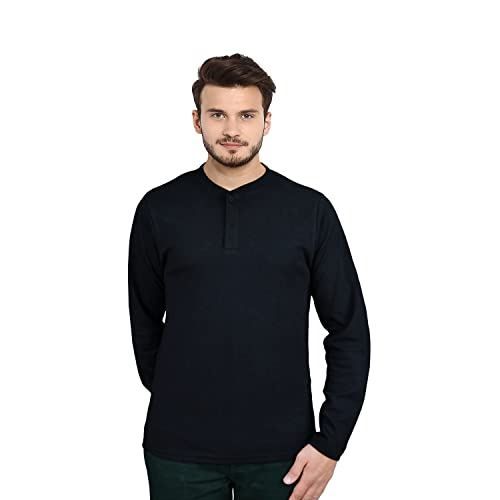 Mens Btn Placket LS Top Blk L - Samanta Factory