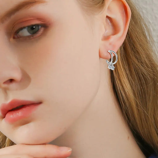 Elegant Moissanite Earrings in Platinum-Plated and 18K Gold-Plated Sterling Silver