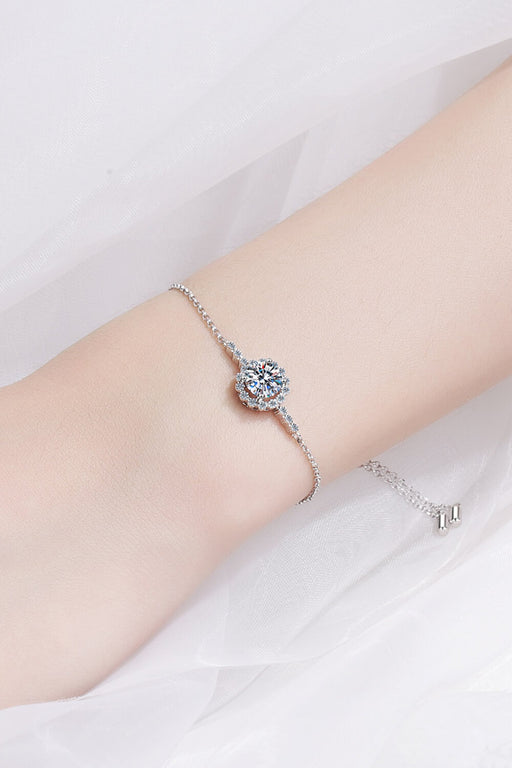 1 Carat Moissanite Tennis Bracelet in Rhodium-Plated Sterling Silver with Zircon Accents