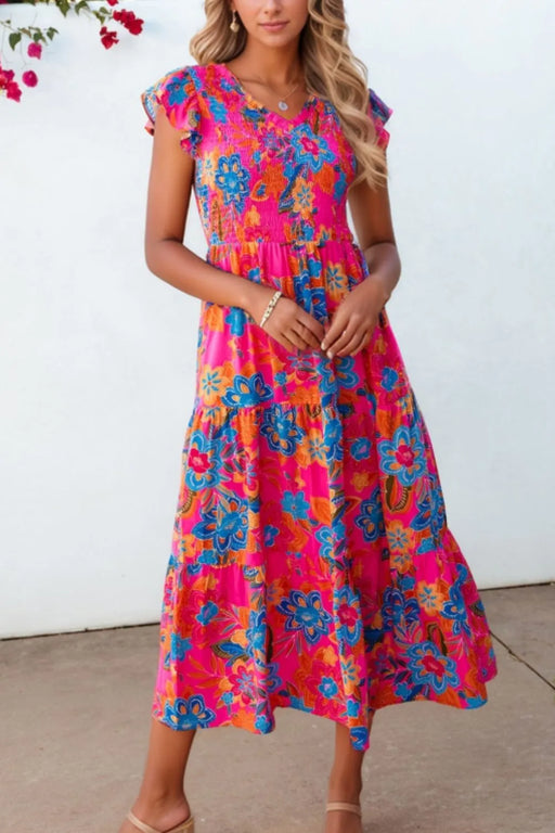 Ruffled dress with no-stretch design, perfect for casual outings