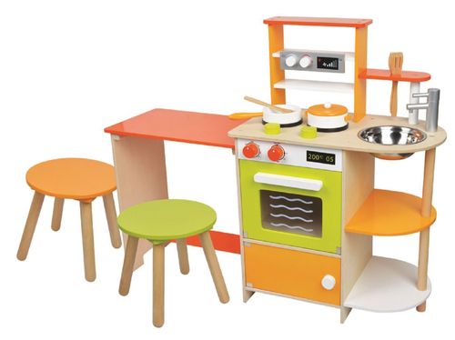 Wooden Play Kitchen for Kids – Country-Style Pretend Cooking Set with Accessories - Samanta Factory