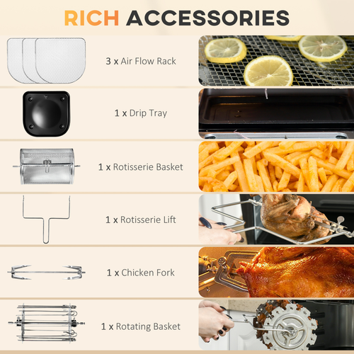 12L Digital Air Fryer Oven – Rotisserie & Dehydrator with 8 Presets for Healthy Cooking