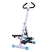 Foldable stepper machine with steel frame, ergonomic handlebars, and non-slip rubber pedals for home workouts