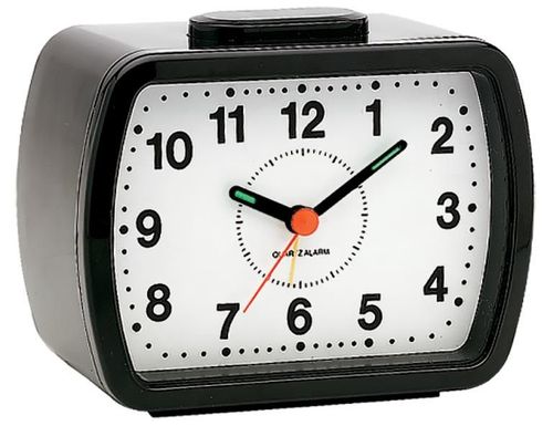 BA309W CHAMPION A/CLOCK Black with Gloss Black Casing and Luminous Numbers