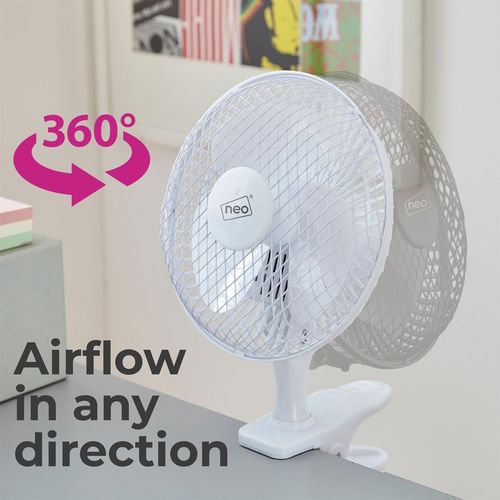 Clip-On Desk Fan – 360° Rotation with 2 Speed Settings - Samanta Factory
