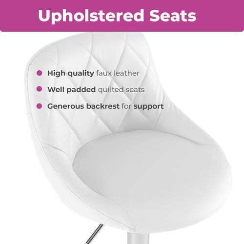 Bar Stools – Height Adjustable Leather Seat with 360° Swivel & Chrome Base