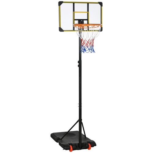 Adjustable kids basketball hoop with portable base, height-adjustable pole, and durable backboard for ages 6–14