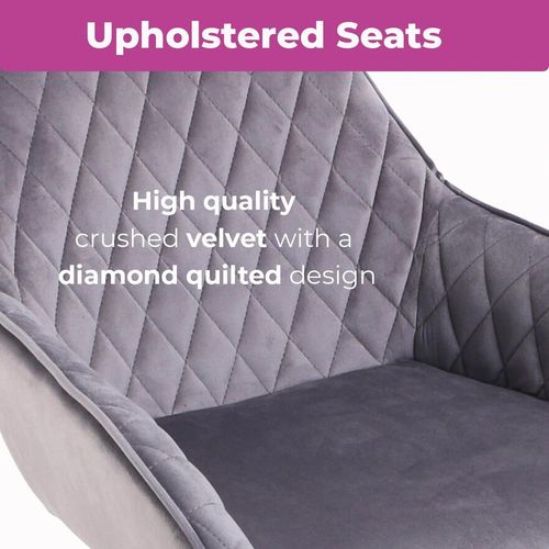 Velvet Bar Stools Set of 2 – Diamond Quilted Design with Arm & Foot Rests