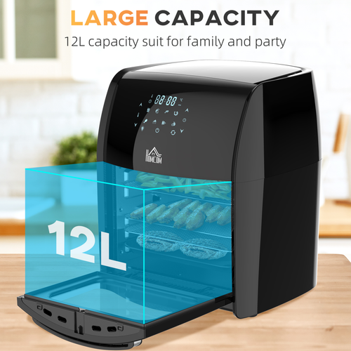 12L Digital Air Fryer Oven – Rotisserie & Dehydrator with 8 Presets for Healthy Cooking