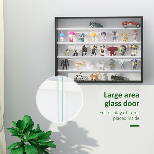 Five-Tier Wall-Mountable Glass Display Cabinet with Sliding Doors - Samanta Factory