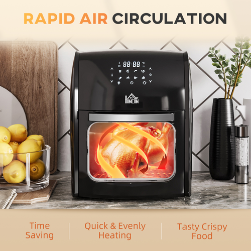 12L Digital Air Fryer Oven – Rotisserie & Dehydrator with 8 Presets for Healthy Cooking