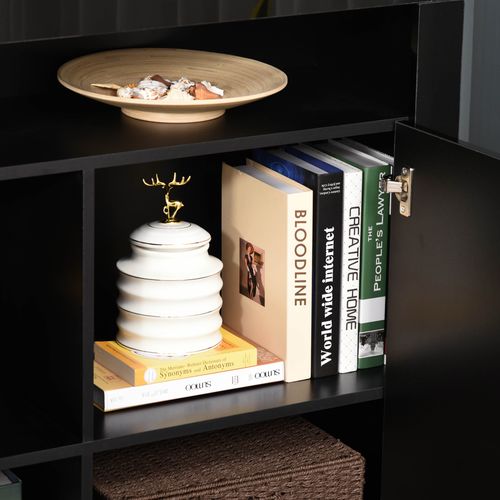 LED Storage Cabinet – High Gloss Finish with RGB Lighting & Multiple Compartments - Samanta Factory