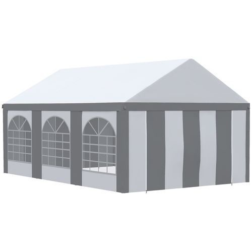 6 x 4 meter white party canopy with removable sidewalls and zipped doors set up outdoors for a garden party