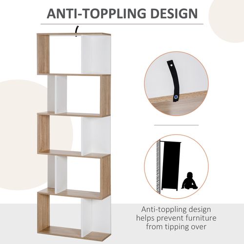 Modern 5-Tier Bookcase – Stylish S-Shape Storage & Display Unit - Samanta Factory