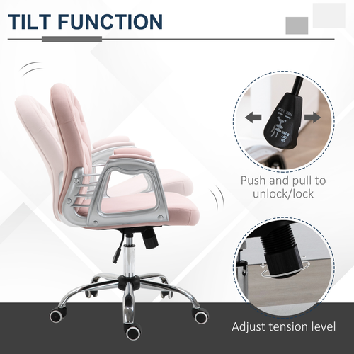 Velvet Office Chair – Adjustable Swivel Design with Diamante Tufted Back