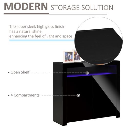 LED Storage Cabinet – High Gloss Finish with RGB Lighting & Multiple Compartments - Samanta Factory