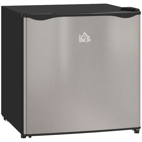 HOMCOM 46L silver countertop mini fridge with chiller box for bedrooms and small spaces.
