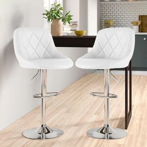 Bar Stools – Height Adjustable Leather Seat with 360° Swivel & Chrome Base