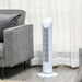 Slim white 30-inch oscillating tower fan with 3 speeds and top button control
