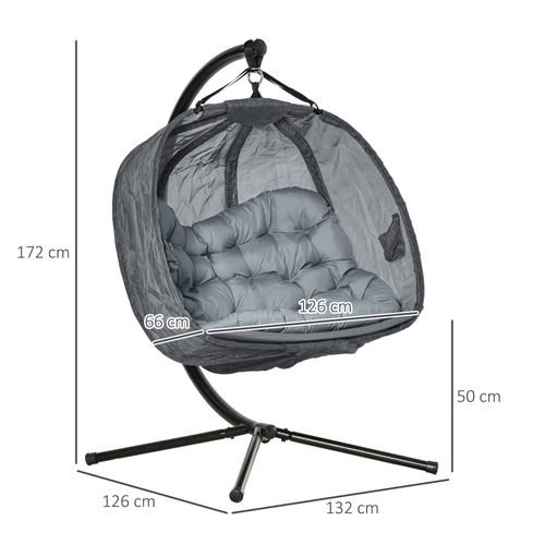 Two-Seater Egg Swing Chair – Large Hanging Basket with Cushion for Garden & Balcony