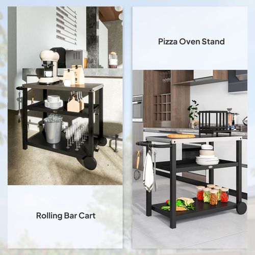 Outdoor BBQ Prep Table – Stainless Steel Worktop with Storage & Wheels