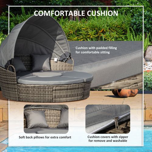 Outdoor Rattan Daybed Set – Convertible Design with Retractable Canopy - Samanta Factory