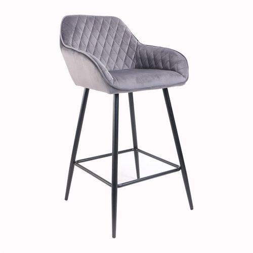 Velvet Bar Stools Set of 2 – Diamond Quilted Design with Arm & Foot Rests