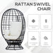 Swivel Egg Chair Rattan Outdoor Chair with Cushion for Patio Black - Samanta Factory