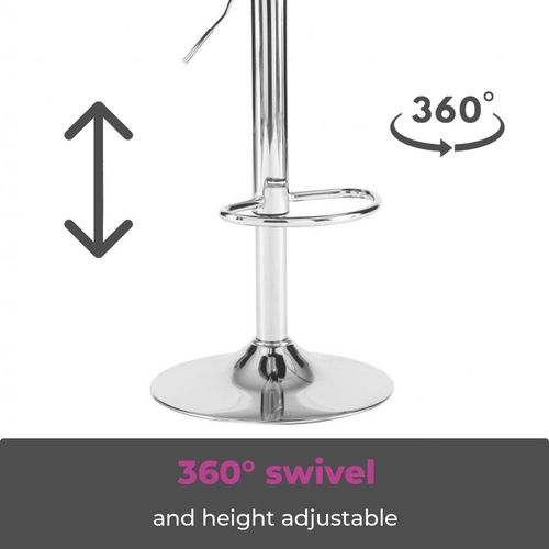 Bar Stools – Height Adjustable Leather Seat with 360° Swivel & Chrome Base