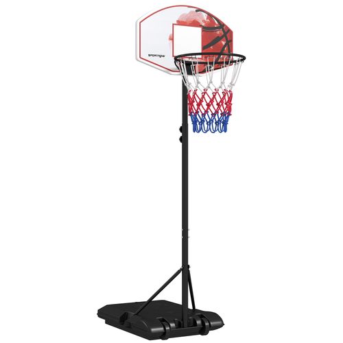 Adjustable height basketball hoop system with fillable base and wheels