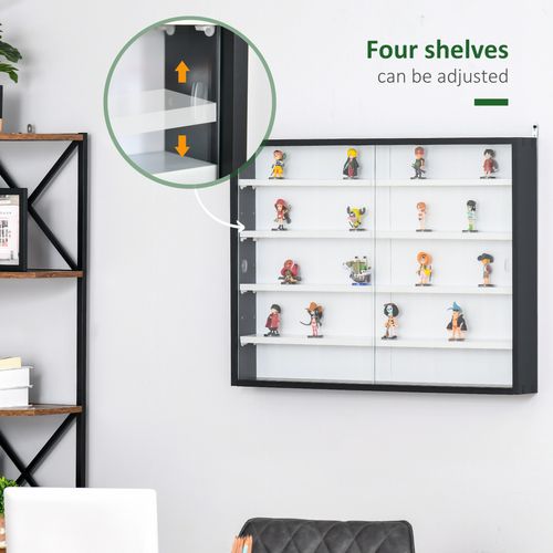Five-Tier Wall-Mountable Glass Display Cabinet with Sliding Doors - Samanta Factory