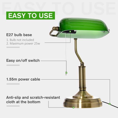 Desk Lamp – Classic Banker's Style with Antique Bronze Base