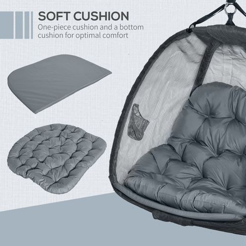 Two-Seater Egg Swing Chair – Large Hanging Basket with Cushion for Garden & Balcony