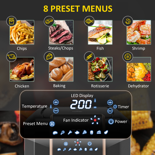 6.5L Digital Air Fryer – 8 Preset Modes with Adjustable Temperature & Non-Stick Basket