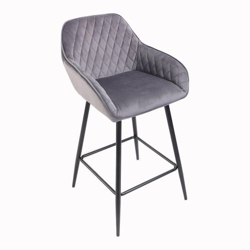 Velvet Bar Stools Set of 2 – Diamond Quilted Design with Arm & Foot Rests