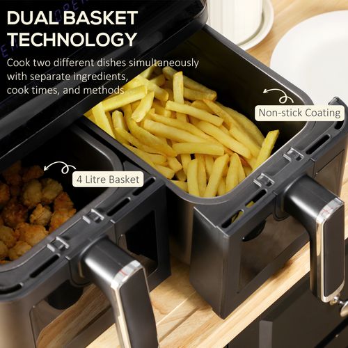 Dual Air Fryer – Independent 4L Baskets with 8 Presets & Healthy Low-Oil Cooking - Samanta Factory