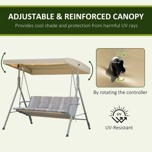 Cozy 3-Seater Outdoor Porch Swing with Canopy - Durable & Stylish