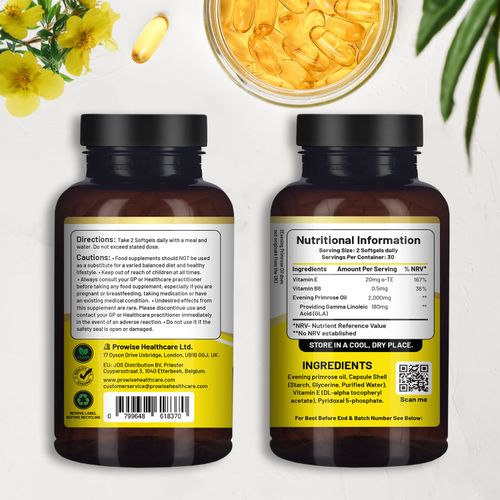Vegan Evening Primrose Oil Capsules – High Strength GLA Supplement for Women’s Health

