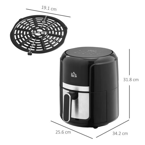 Compact digital air fryer with LED controls and 12 preset cooking functions

