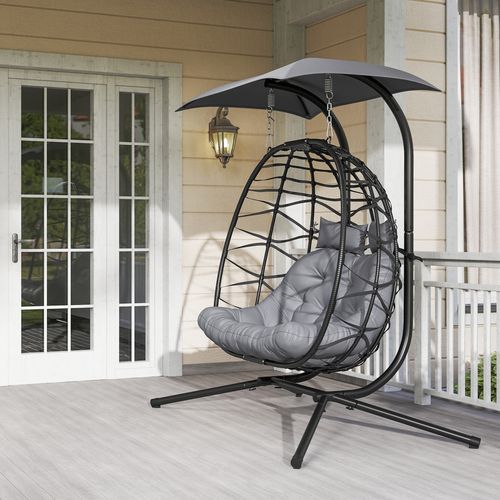 Double Rattan Swing Chair – Weather-Resistant Hanging Egg Seat for Two