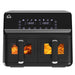 Dual digital air fryer with two 4L baskets and 8 preset cooking programs

