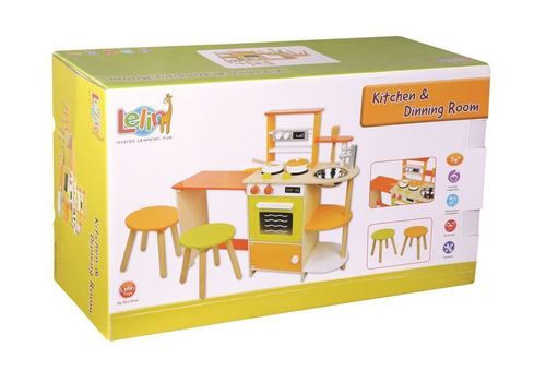 Wooden Play Kitchen for Kids – Country-Style Pretend Cooking Set with Accessories - Samanta Factory