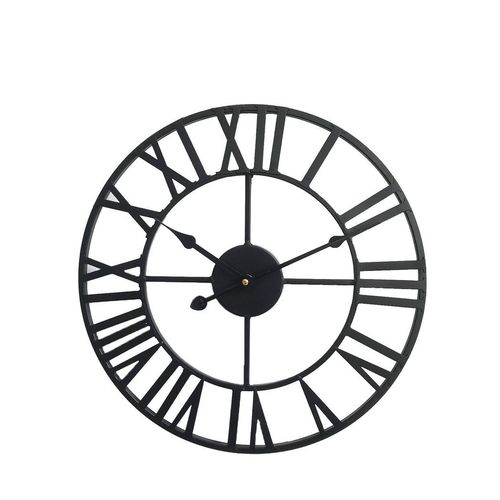 Large 78cm Roman numeral metal wall clock with open-back design