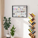 Five-tier glass display cabinet with sliding doors mounted on wall